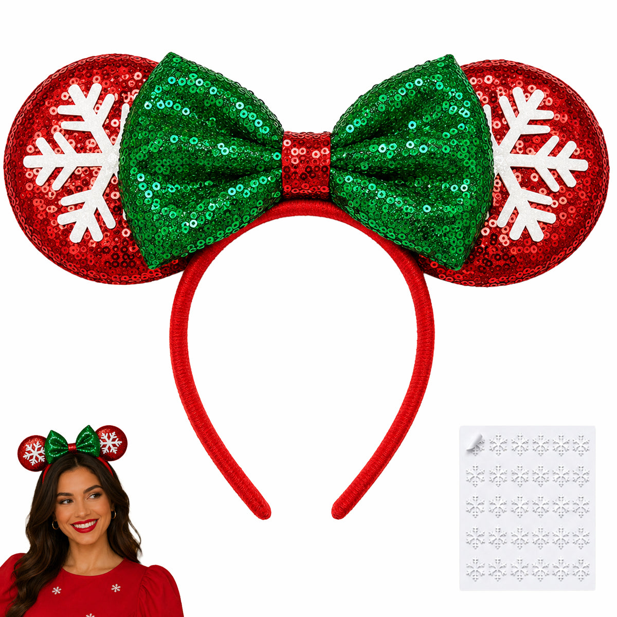 Christmas Mouse Ears Headband & Snowflake Sheet