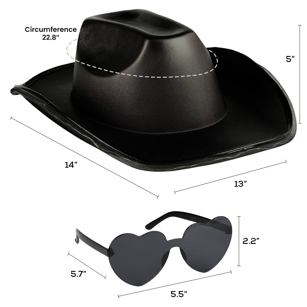 Black Light Up Cowgirl Hats for Women Western - FUNCREDIBLE
