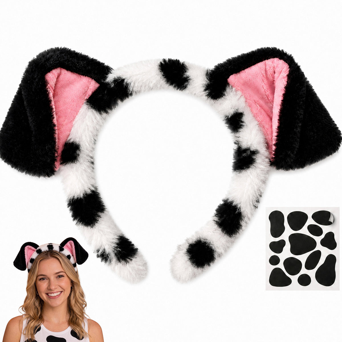 Black Dalmatian Ears Headband & Spot Sheet - accessory details
