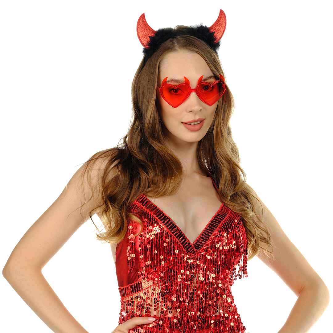 glittery devil horns with halo headband cheap devil horns same day delivery wire devil horns red
