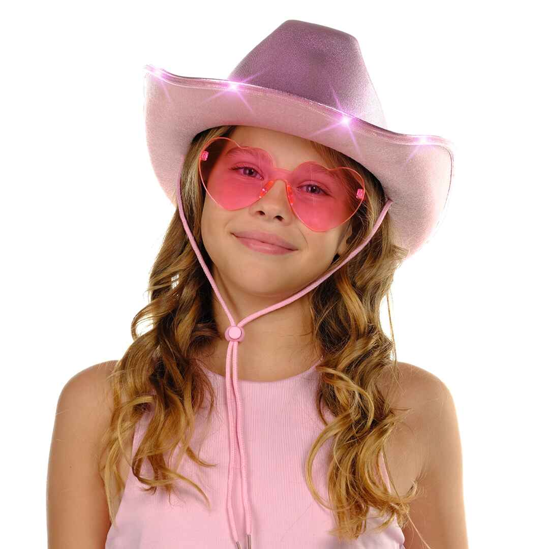 Pink Barbie cowgirl hat for kids light up