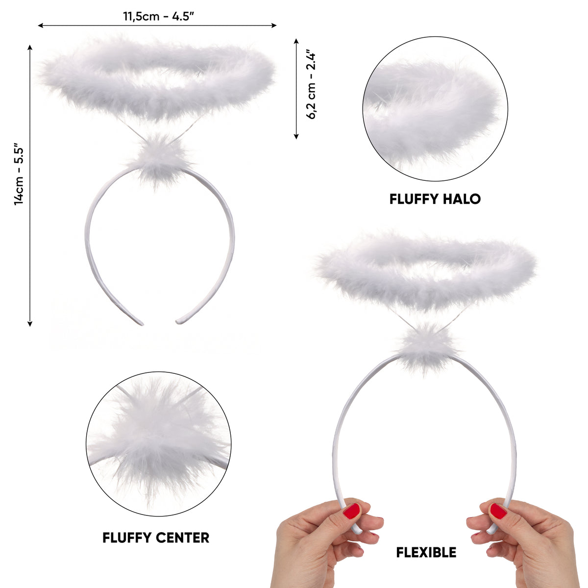 Angel Halo Headband - Extra Feather White Angel Hair Band - FUNCREDIBLE