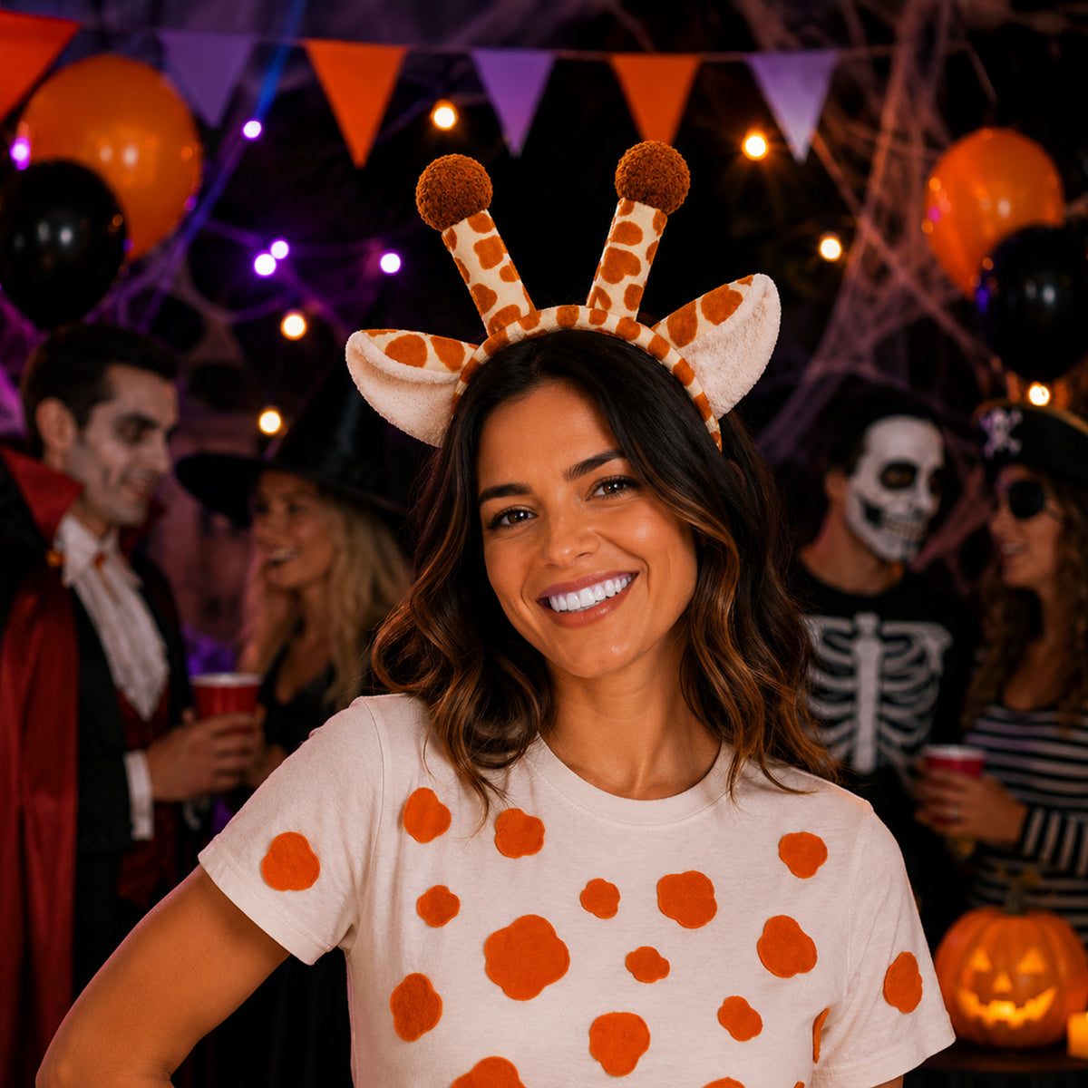 Giraffe Ears Headband & Spot Sheet styled for a costume party - alternate view
