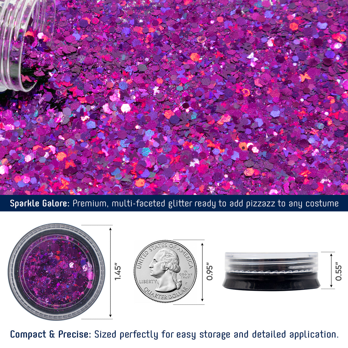 Purple Alien Headband with Chunky Glitter - Alien Costume Accessories for Women - FUNCREDIBLE