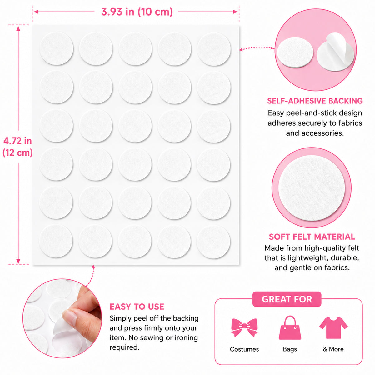 Pink Bow Sequin Mouse Ears & Dot Sheet - accessory details