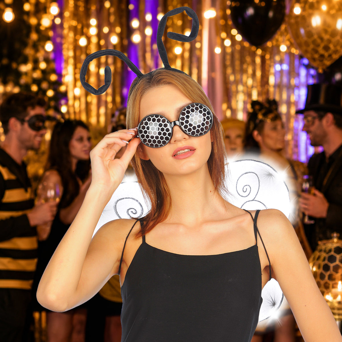 Light-up butterfly costume set shown at a party