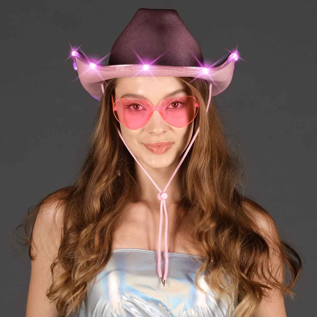  Light up the party with our pink light up cowboy hat in vibrant colors