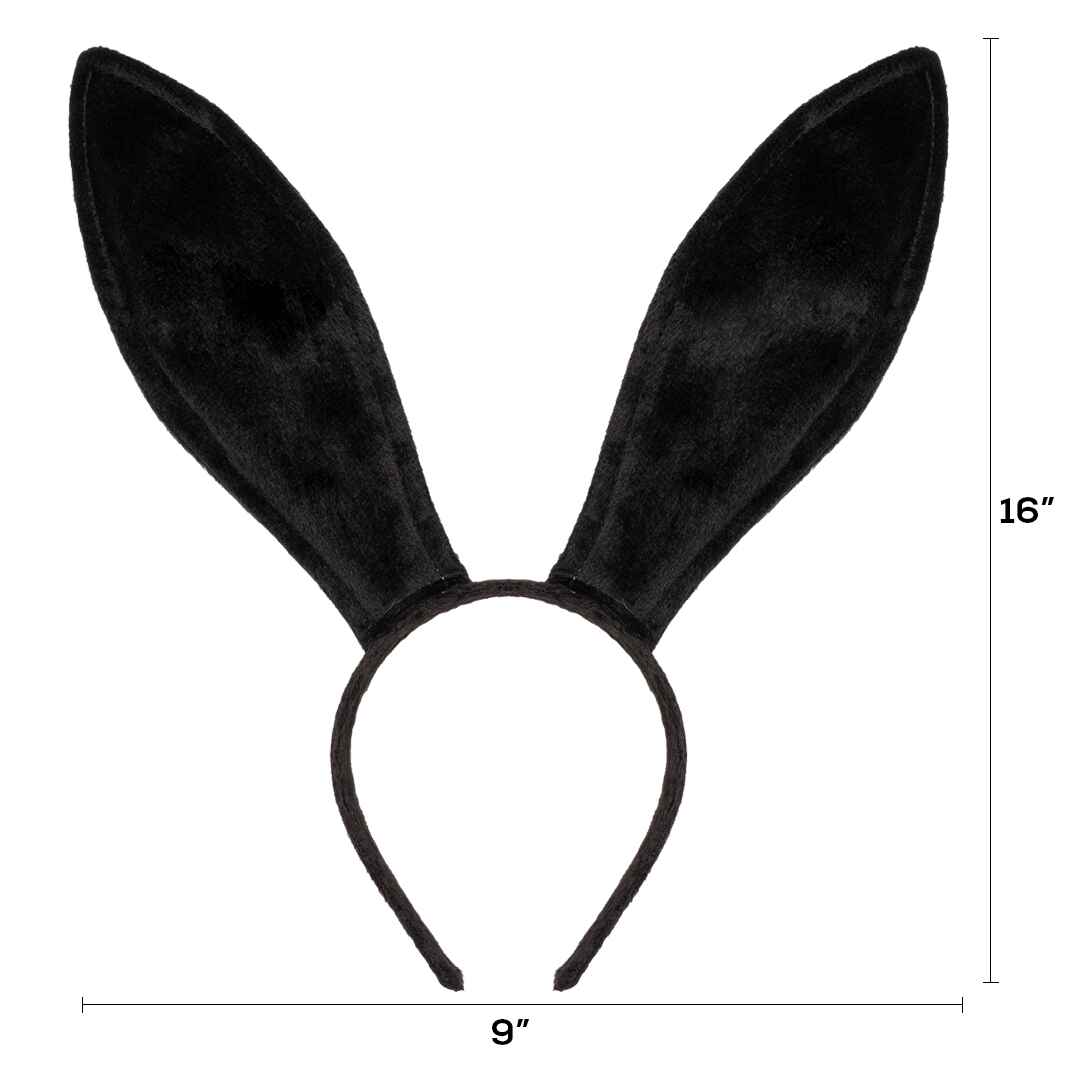Velvet Black Rabbit Ears - Bendable Cosplay Headbands Costume Accessories for Kids and Adults