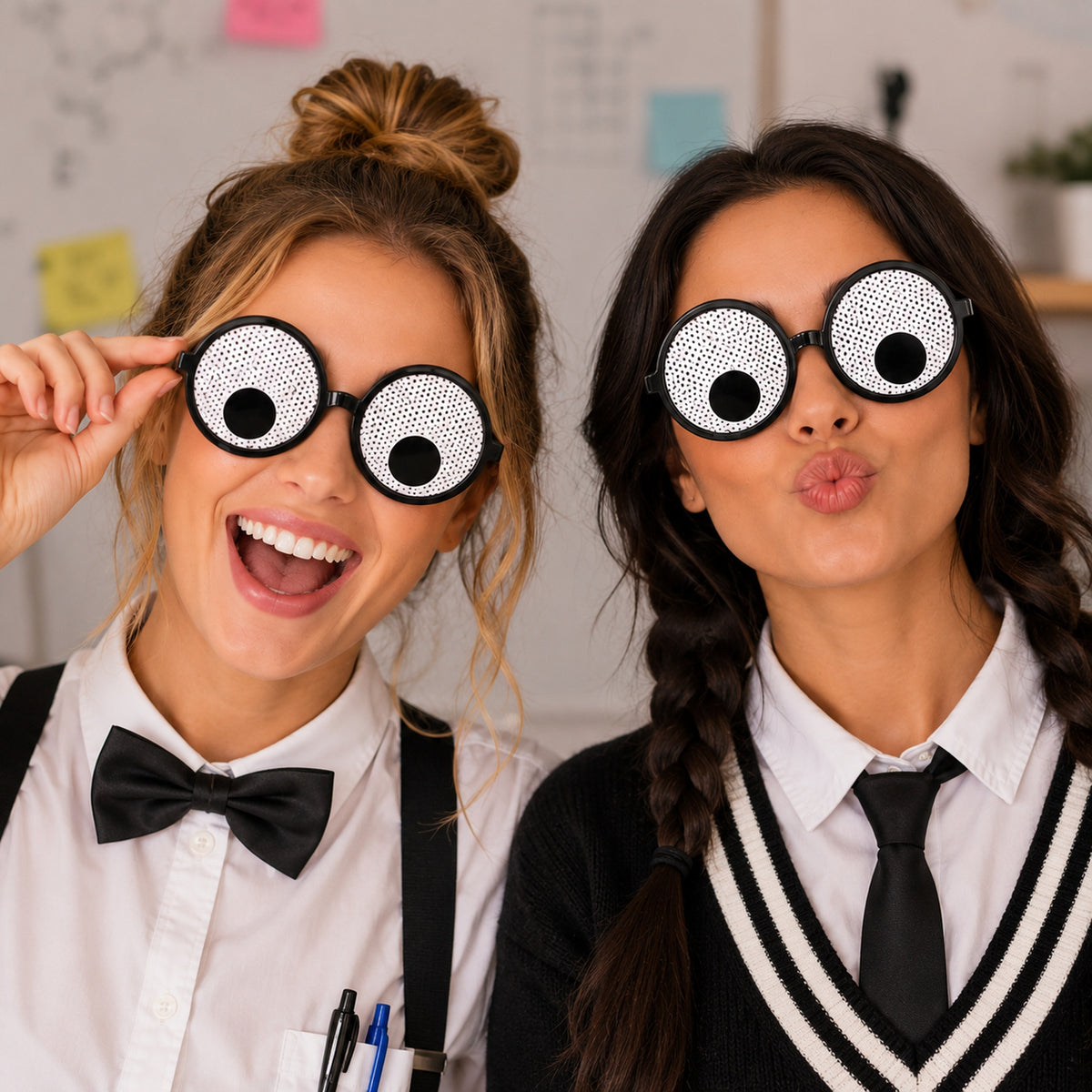 Big-Eye Novelty Glasses Set of 2 styled for a costume party
