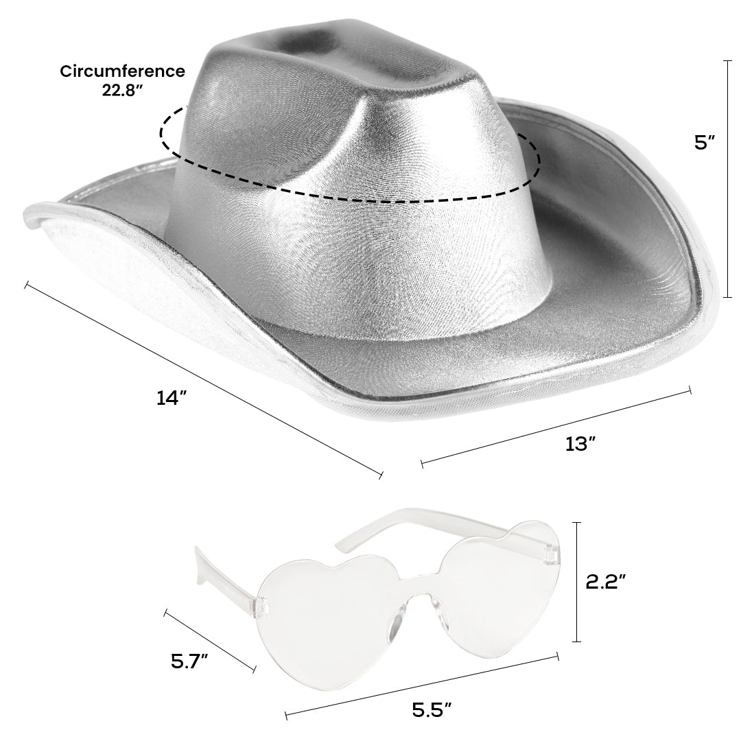 Silver Light Up Cowgirl Hats for Women Western - Stylish Cowboy Hats for Women - FUNCREDIBLE