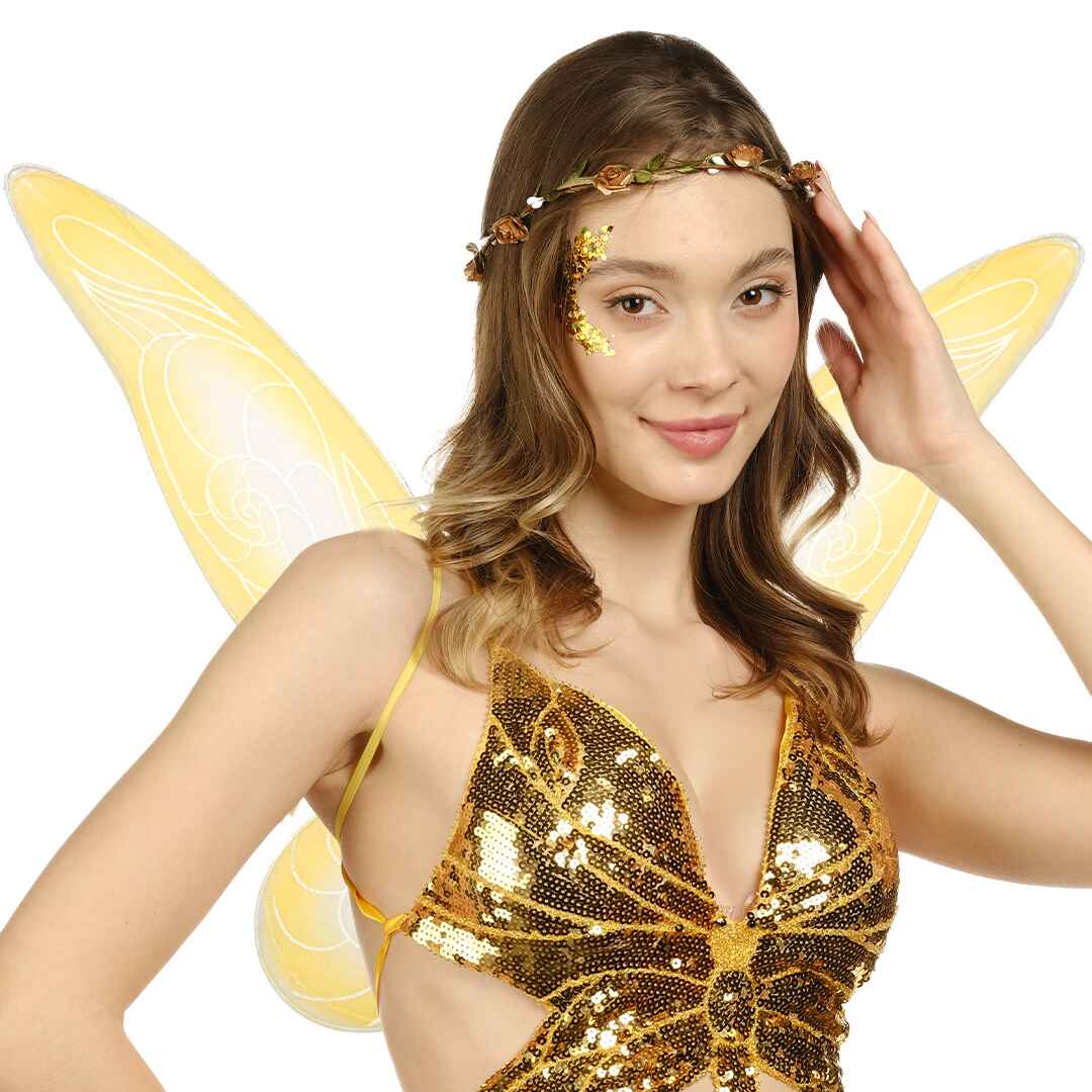 toddler yellow wing realistic fairy wigs little shiny angel wings  bloom winx club costume