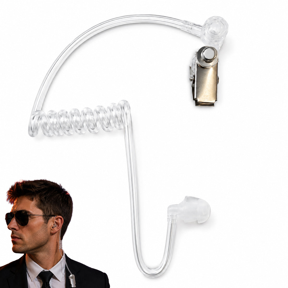 Clear Coiled Secret Agent Costume Earpiece