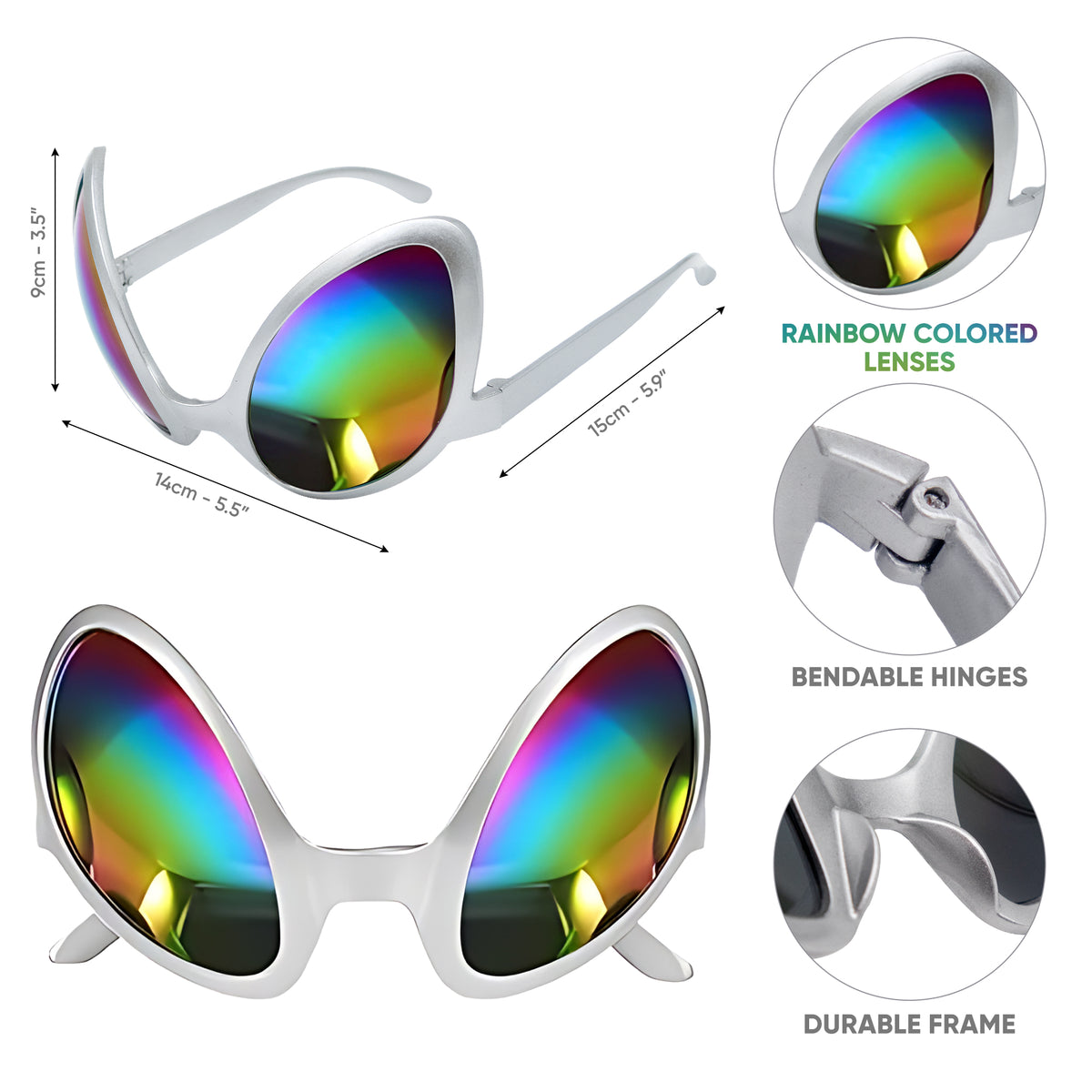 Silver Alien Headband and Glasses Set - Silver Alien Costume Accessories - FUNCREDIBLE