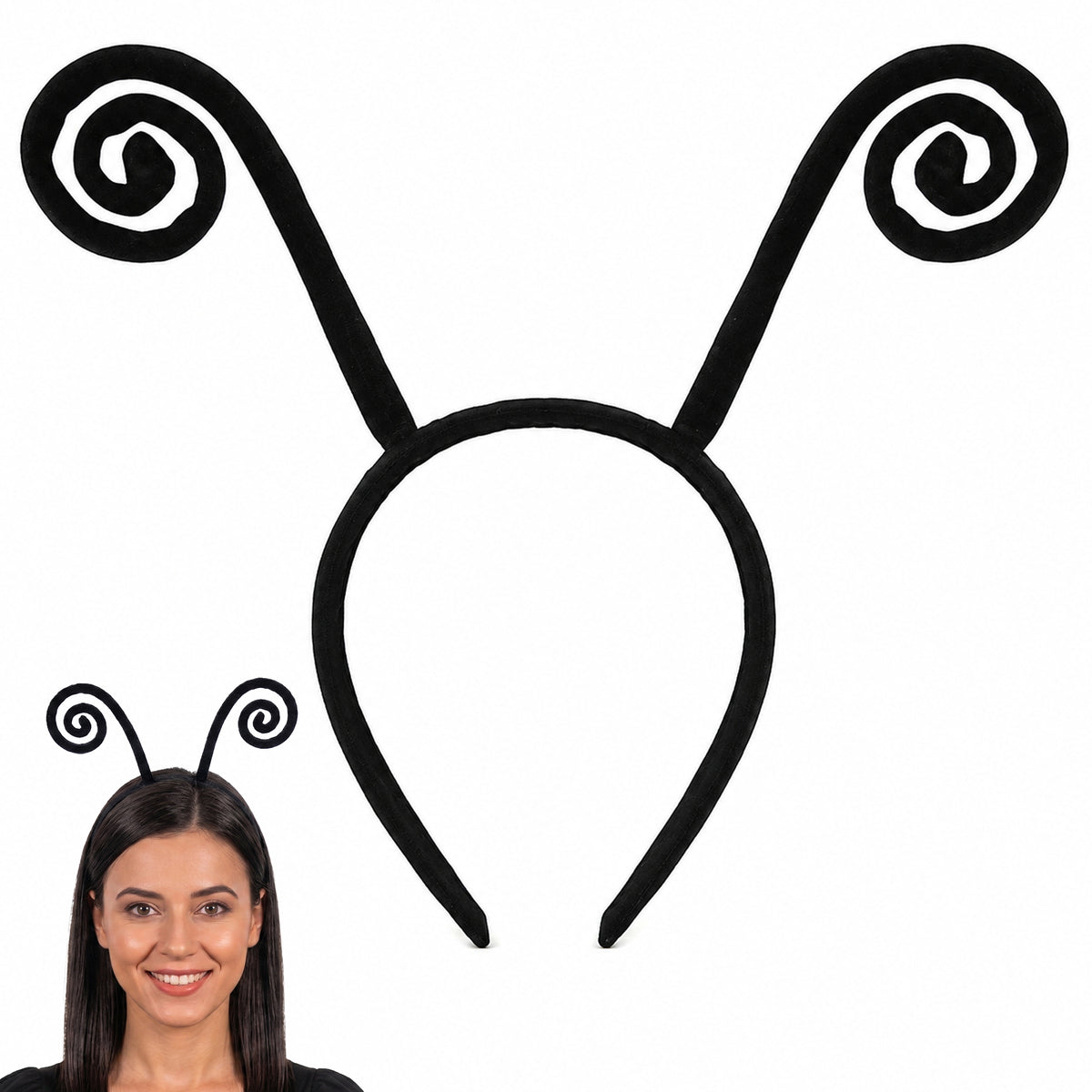 Black Curly Butterfly Antenna Headband