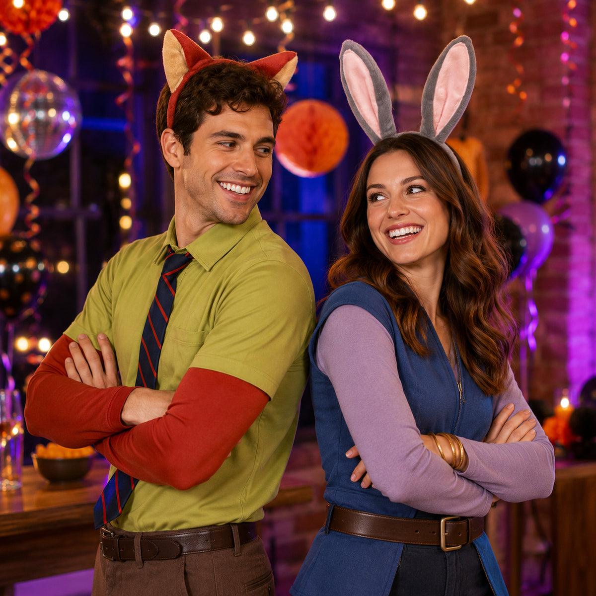 Bunny & Fox Ears Headband Costume Set styled for a costume party - alternate view