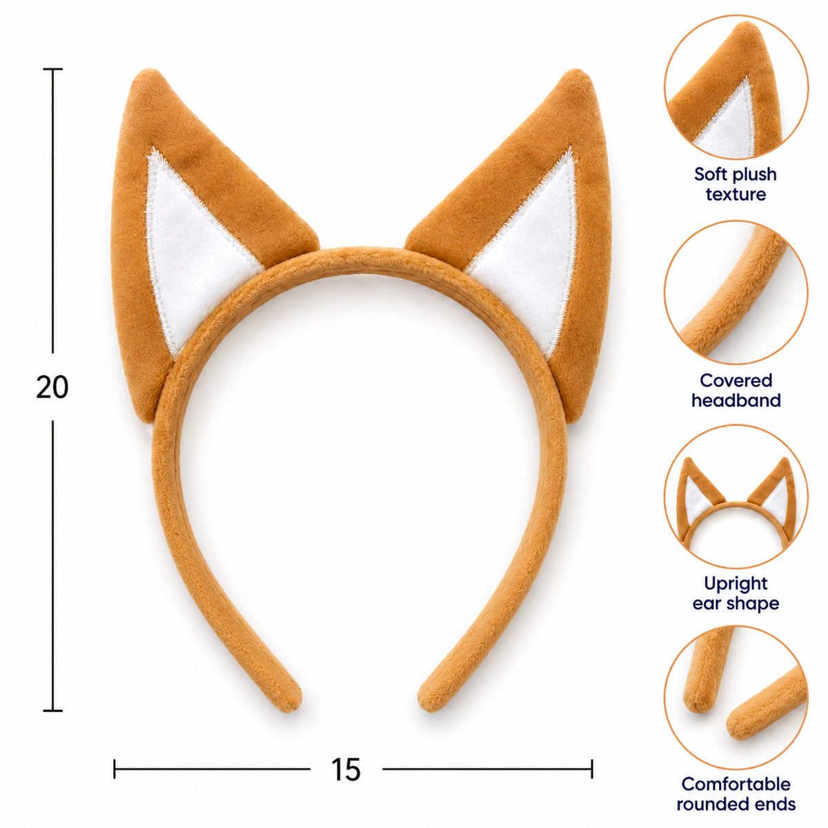 Blue & Tan Dog Ears Headband Set for Two - accessory details