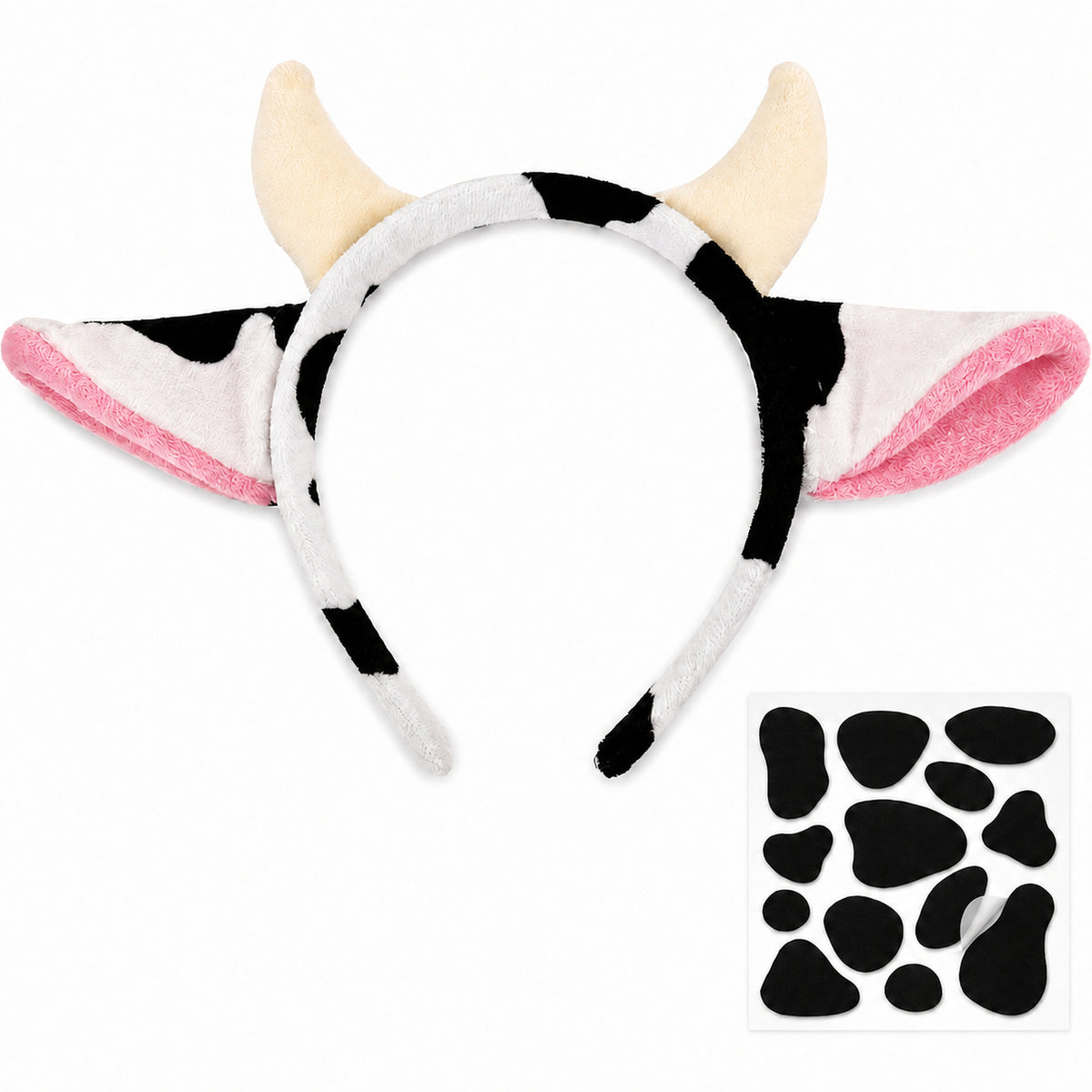 Cow Ears & Horns Headband with Spot Sheet - accessory details