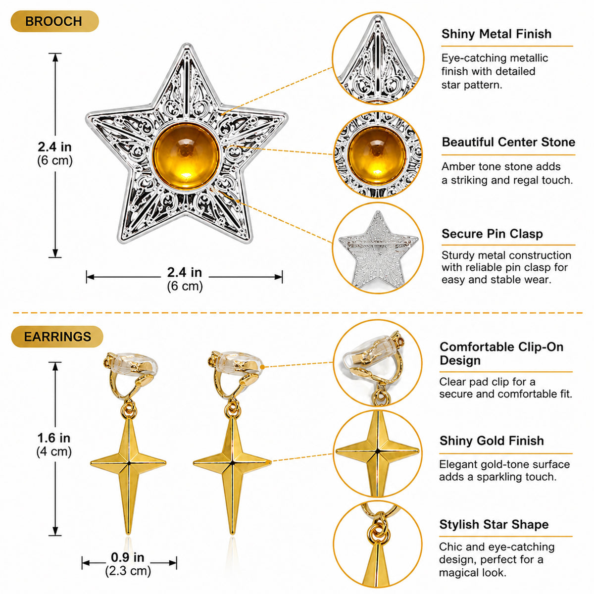 Silver Princess Crown, Star Wand & Jewelry Set - accessory details