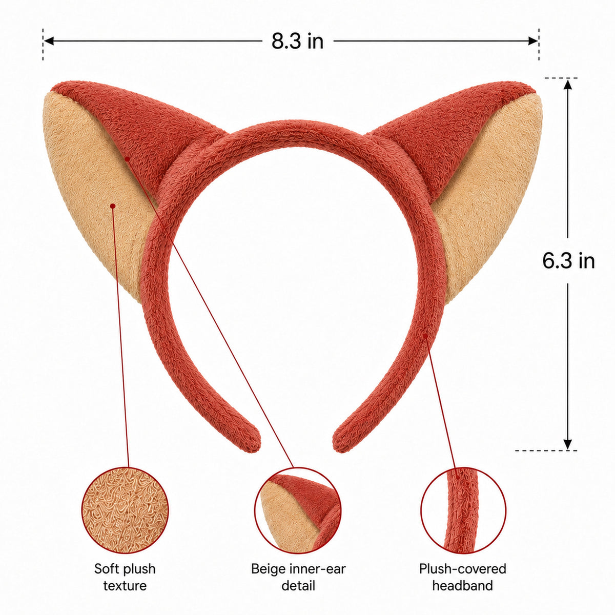 Bunny & Fox Ears Headband Costume Set - accessory details