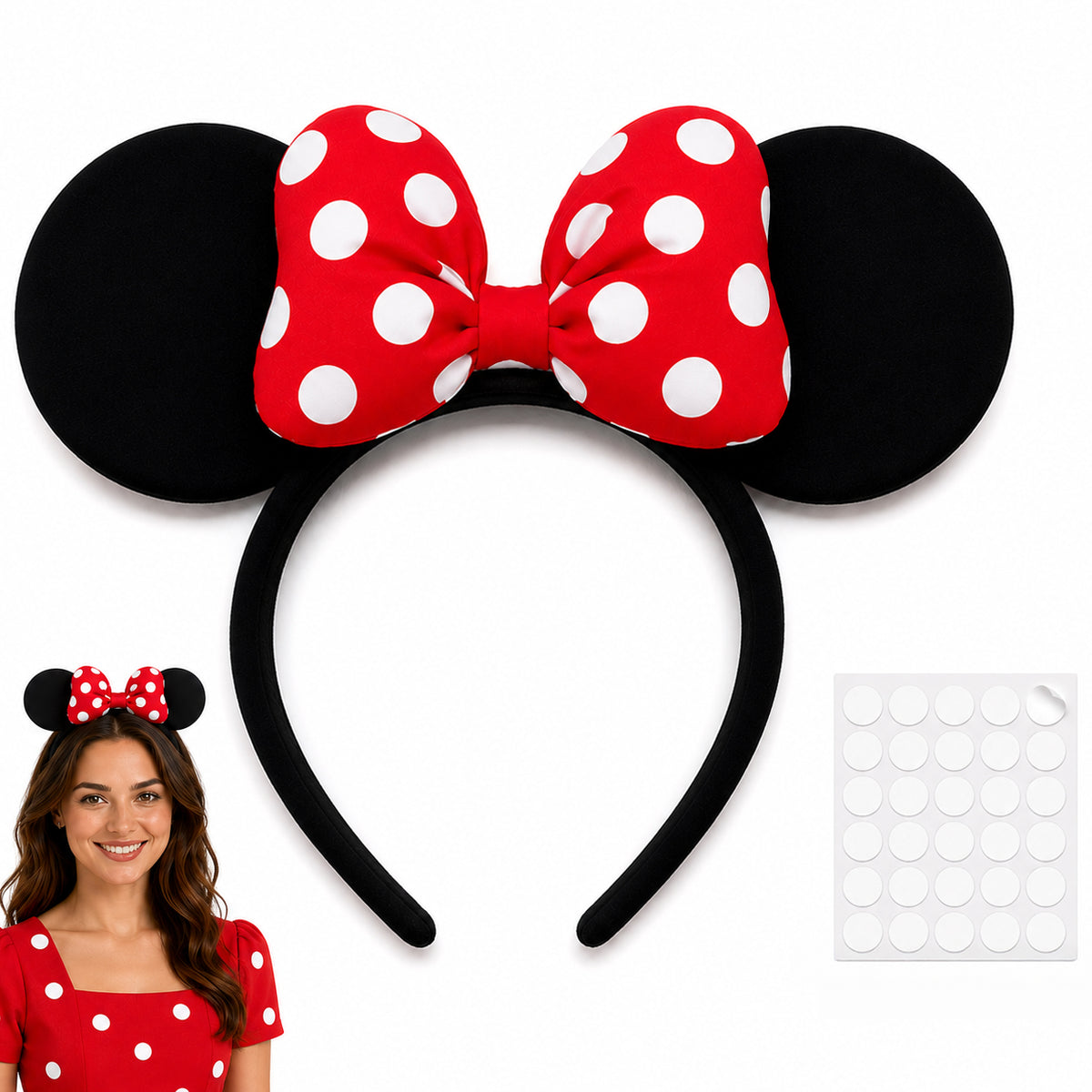 Classic Mouse Ears with Red Bow & Dot Sheet