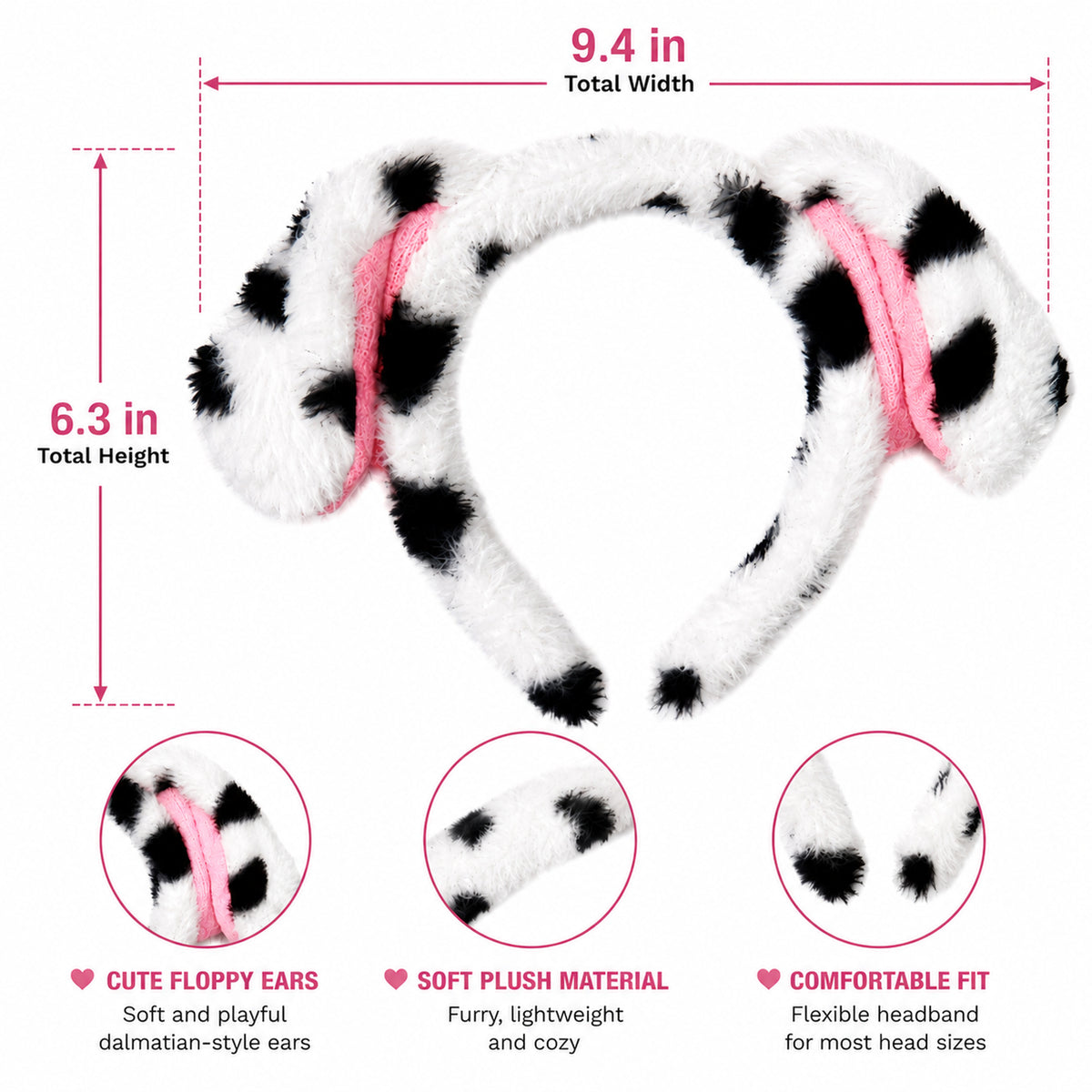 Dalmatian Ears Headband Set for Two - accessory details