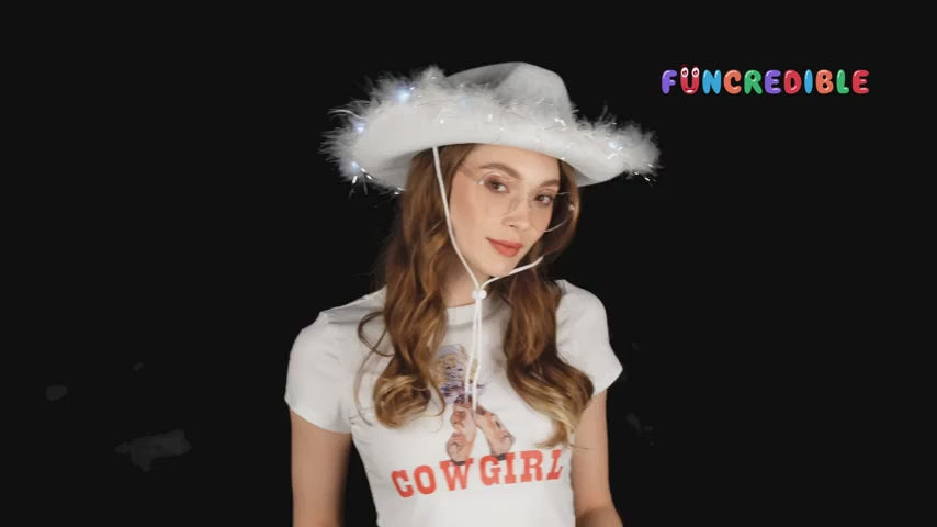 Funcredible White Cowgirl Hat with Fur Rim
