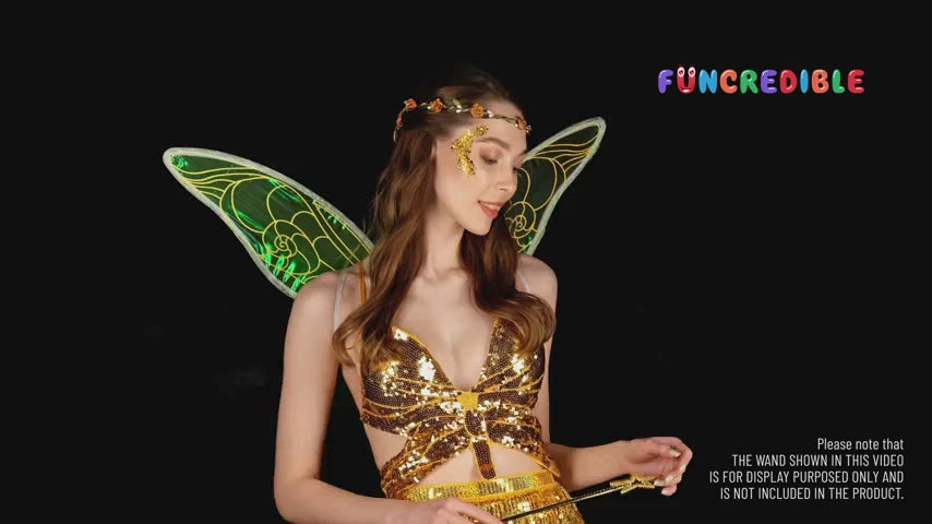 Funcredible Gold Fairy Wings Set with Crown and Glitter